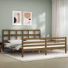 Solid Wood Bed Frame with Headboard - Honey Brown 200x200 cm