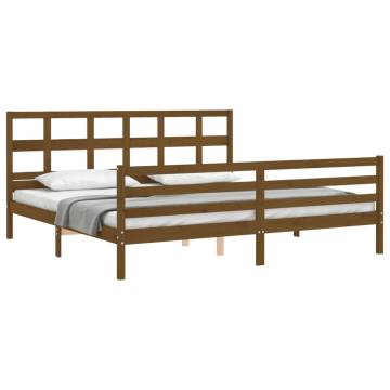 Solid Wood Bed Frame with Headboard - Honey Brown 200x200 cm