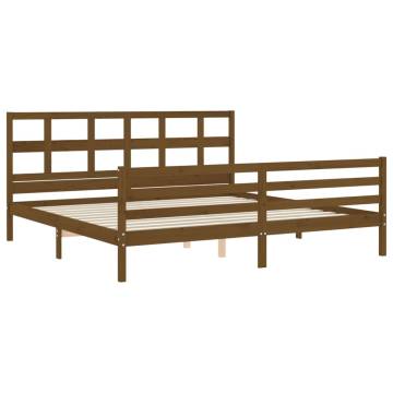 Solid Wood Bed Frame with Headboard - Honey Brown 200x200 cm