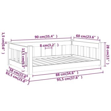 Comfortable Solid Wood Dog Bed - 95.5x65.5x28 cm