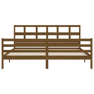 Solid Wood Bed Frame with Headboard - Honey Brown 200x200 cm