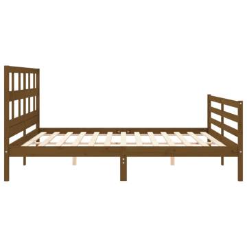 Solid Wood Bed Frame with Headboard - Honey Brown 200x200 cm