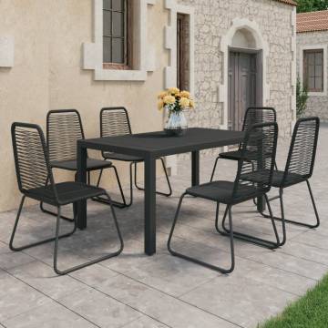 7 Piece Garden Dining Set - PVC Rattan Black | HipoMarket