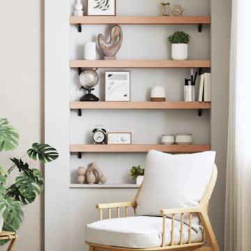 Light Brown Wall Shelf - 100x10x6 cm Solid Oak Wood