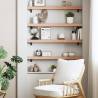 Light Brown Wall Shelf - 100x10x6 cm Solid Oak Wood