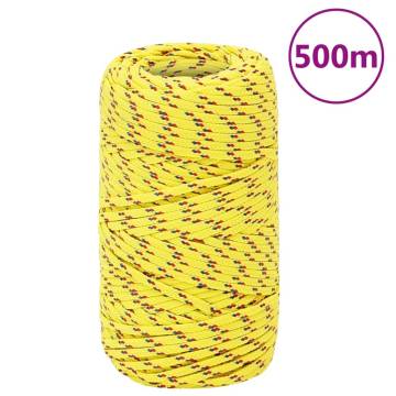 Yellow 2mm Boat Rope - 500m Polypropylene for Sailing & Boating