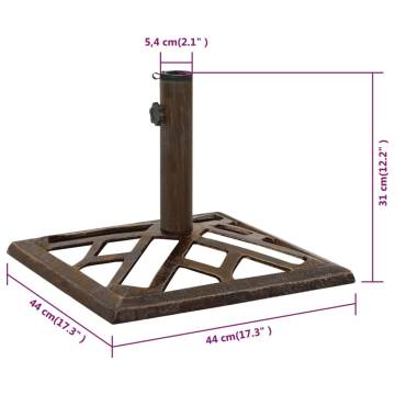 Umbrella Base Bronze 44x44x31 cm - Sturdy Cast Iron Support