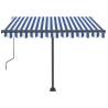 Manual Retractable Awning with LED - Blue & White 350x250 cm