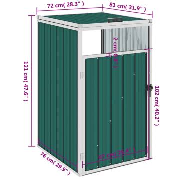 Garbage Bin Shed Green 72x81x121 cm - Durable Steel Storage