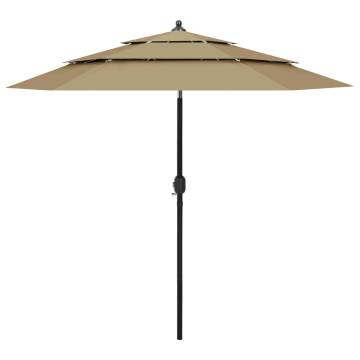 3-Tier Parasol with Aluminium Pole Taupe 2.5m - Hipomarket