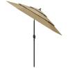 3-Tier Parasol with Aluminium Pole Taupe 2.5m - Hipomarket