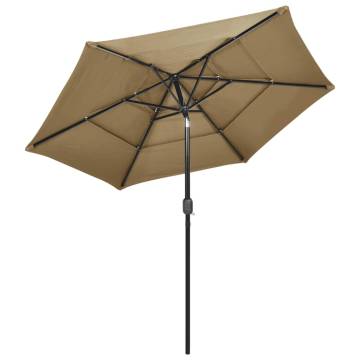 3-Tier Parasol with Aluminium Pole Taupe 2.5m - Hipomarket