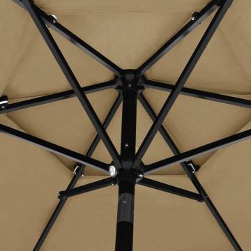 3-Tier Parasol with Aluminium Pole Taupe 2.5m - Hipomarket