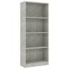 4-Tier Book Cabinet in Concrete Grey - Modern & Stylish Design