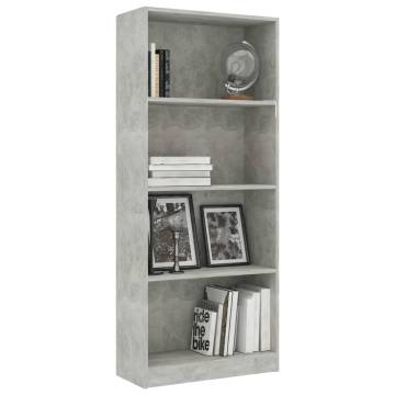 4-Tier Book Cabinet in Concrete Grey - Modern & Stylish Design