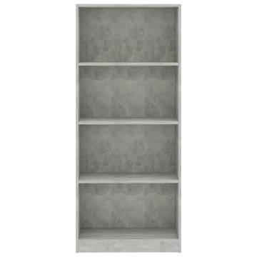 4-Tier Book Cabinet in Concrete Grey - Modern & Stylish Design