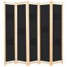 5-Panel Room Divider Black 200x170x4 cm Fabric Colour black Number of 5 