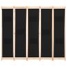 5-Panel Black Room Divider | Stylish Fabric Partition 200x170cm