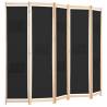 5-Panel Black Room Divider | Stylish Fabric Partition 200x170cm