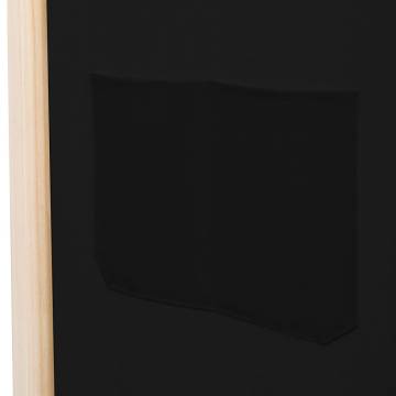 5-Panel Black Room Divider | Stylish Fabric Partition 200x170cm