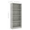 4-Tier Book Cabinet in Concrete Grey - Modern & Stylish Design