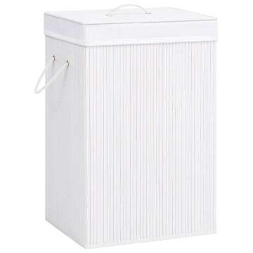 Bamboo Laundry Basket White - Stylish & Functional Storage