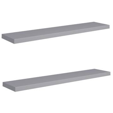 Floating Wall Shelves 2pcs Grey - Stylish MDF Display Shelves