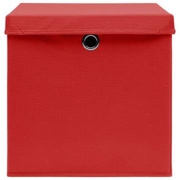 Stylish Red Storage Boxes with Covers - 4 pcs | HipoMarket