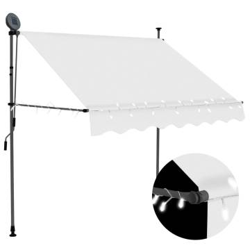 Manual Retractable Awning with LED - 150 cm Cream | Hipo Market