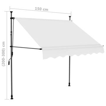 Manual Retractable Awning with LED - 150 cm Cream | Hipo Market