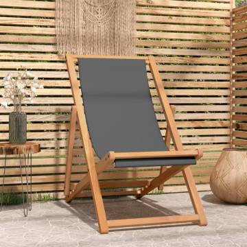 Folding Beach Chair - Solid Teak Wood Grey | HipoMarket