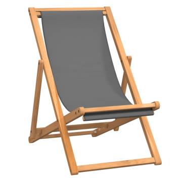 Folding Beach Chair - Solid Teak Wood Grey | HipoMarket