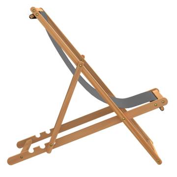 Folding Beach Chair - Solid Teak Wood Grey | HipoMarket