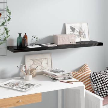 Floating Wall Shelf High Gloss Black - Stylish Home Display