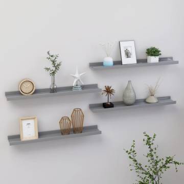 Stylish Grey Wall Shelves - 4 pcs | Hipo Market