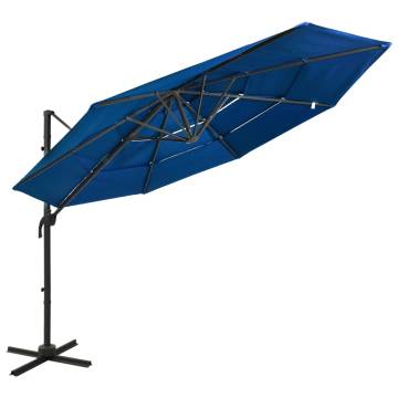 4-Tier Parasol with Aluminium Pole - Azure Blue 3x3m