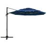 4-Tier Parasol with Aluminium Pole - Azure Blue 3x3m