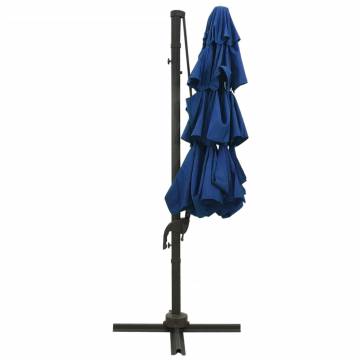 4-Tier Parasol with Aluminium Pole - Azure Blue 3x3m