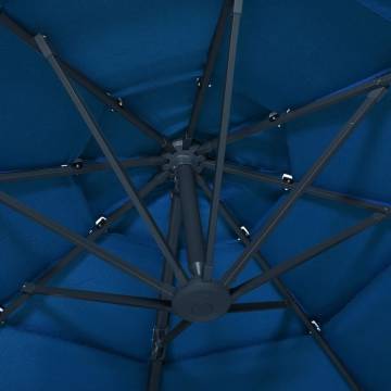 4-Tier Parasol with Aluminium Pole - Azure Blue 3x3m