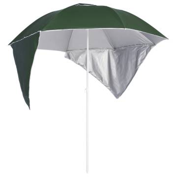 Beach Umbrella with Side Walls - Green 215 cm | HiPoMarket