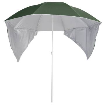 Beach Umbrella with Side Walls - Green 215 cm | HiPoMarket