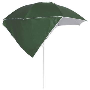 Beach Umbrella with Side Walls - Green 215 cm | HiPoMarket