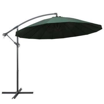 Green Hanging Parasol 3m With Aluminium Pole - UV Protection