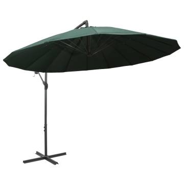 Green Hanging Parasol 3m With Aluminium Pole - UV Protection