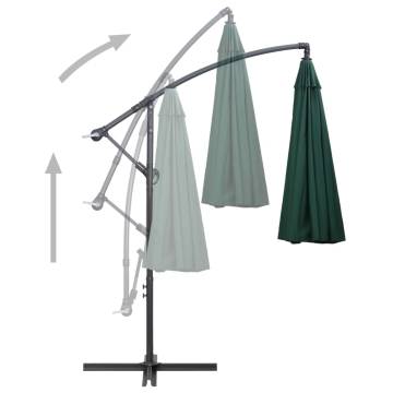 Green Hanging Parasol 3m With Aluminium Pole - UV Protection