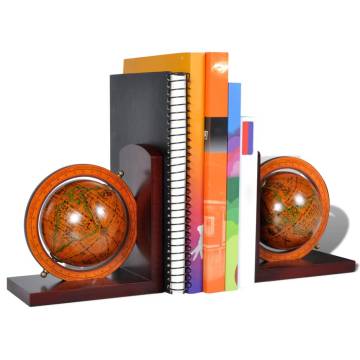 Classic World Map Globe Bookend Pair - Elegant Book Storage