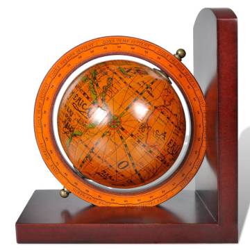 Classic World Map Globe Bookend Pair - Elegant Book Storage