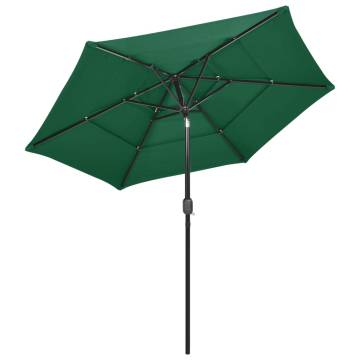 3-Tier Green Parasol with Aluminium Pole - 2.5m | HipoMarket