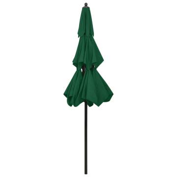 3-Tier Green Parasol with Aluminium Pole - 2.5m | HipoMarket