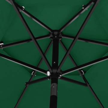 3-Tier Green Parasol with Aluminium Pole - 2.5m | HipoMarket